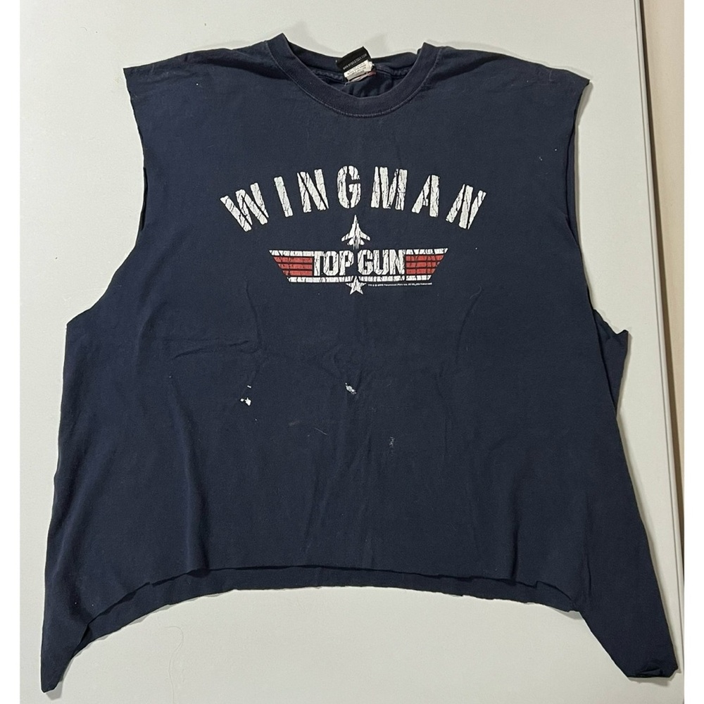 Hybrid Tees Navy Blue ‘Top Gun: Wingman’ Vintage Muscle Tee Tank T-Shirt XL ✈️